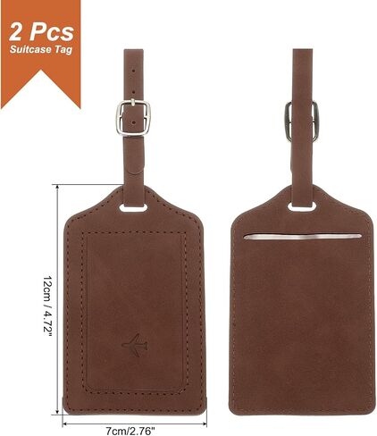 uxcell 2 Pcs Suitcase Tags, Green Leather Luggage Name Tags Travel Accessories Airplane Travel Essentials for Flying Hotel Check in Luggage Bags Men Women, 4.72 x 2.76 x 0.08 in Saudi Arabia