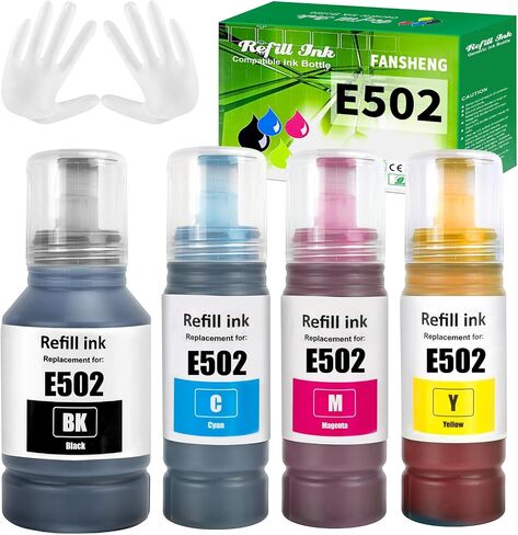 502 Ink Compatible with Epson 502 Ink Refill Bottles for Ecotank ET-2850 ET-3850 ET-4850 ET-15000 ET-3830 ET-2760 ET-4760 ET-3760 ET-3843 ET-3710 ET-2700 ET-2750 ET-3700 Inkjet Printer, 5P 2BK C M Y in Saudi Arabia