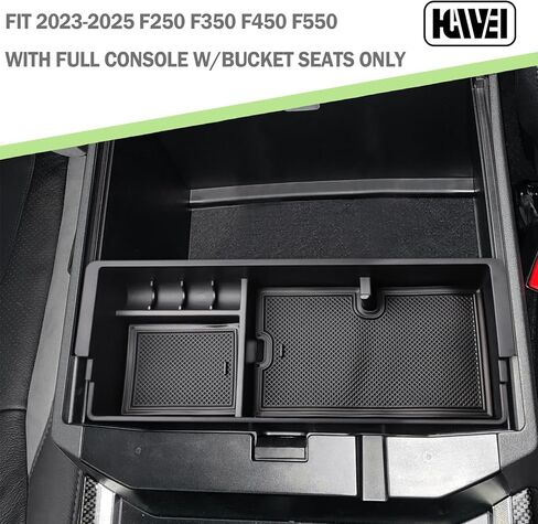 Center Console Organizer Tray Compatible with 2023 2024 2025 Ford F250 F350 F450 F550 Super Duty Accessories, Middle Armrest Storage Box Interior Insert Divider, Black in Saudi Arabia