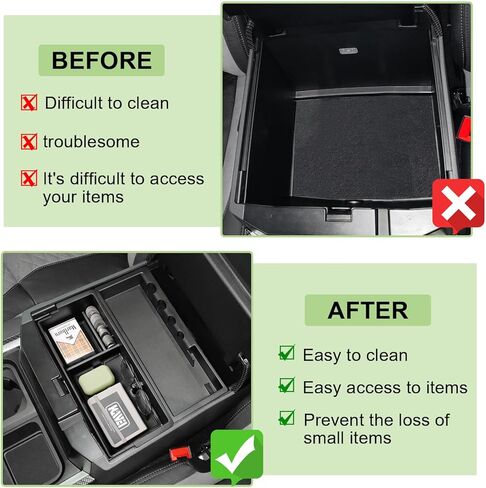 Center Console Organizer Tray Compatible with 2023 2024 2025 Ford F250 F350 F450 F550 Super Duty Accessories, Middle Armrest Storage Box Interior Insert Divider, Black in Saudi Arabia