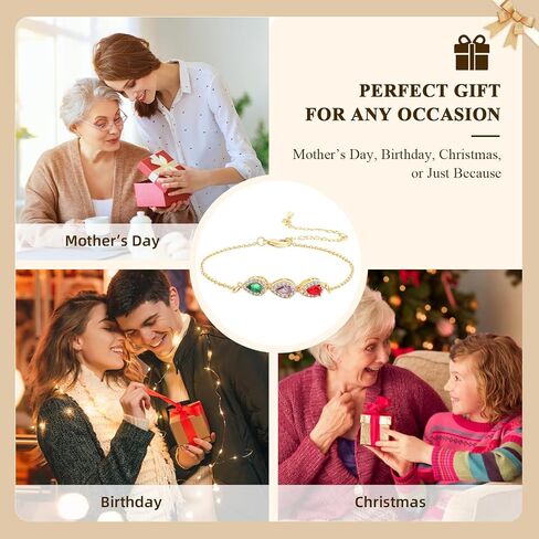 Personalized Birthstone Bracelets for Mom and Grandma Custom Multiple Birthstone Bracelets for Women,Gift for Mother’s Day, Birthday, Anniversary,Christmas in Saudi Arabia