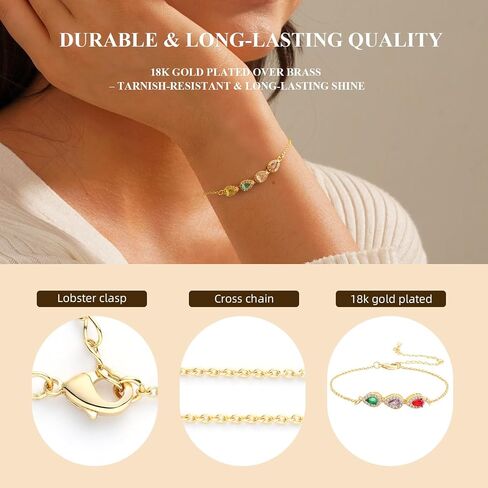 Personalized Birthstone Bracelets for Mom and Grandma Custom Multiple Birthstone Bracelets for Women,Gift for Mother’s Day, Birthday, Anniversary,Christmas in Saudi Arabia