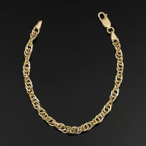 14k Yellow Gold Filled Double Cable Link Chain Bracelet for Women (5.2 mm, 7.5 inch) in Saudi Arabia
