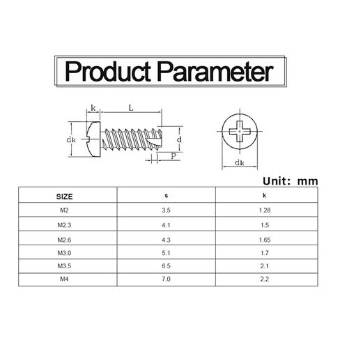 20-100 Pieces Stainless Steel Cross Round Head Self Tapping Screws M1.7 M2 M3 M4 M5 for Wood and Metal Projects (14 mm, M2.3 100pcs) in Kuwait
