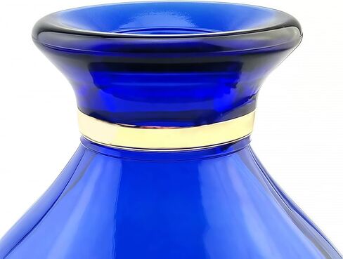 Glass Vase for Flowers, Rounded Small Blue Glass Vase for Home Decor Gift Centerpieces Events (Dark Blue & Gold)… in Saudi Arabia