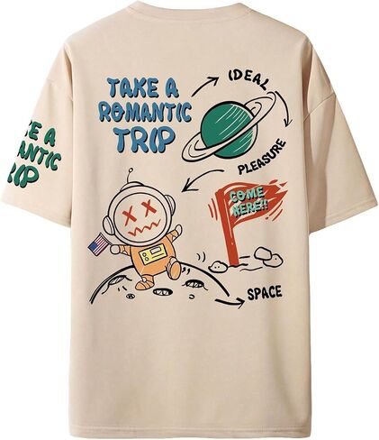SOLY HUX Men's Oversized Graphic Tees Cartoon Letter Print T Shirt Drop Shoulder Short Sleeve Casual Tops in Saudi Arabia