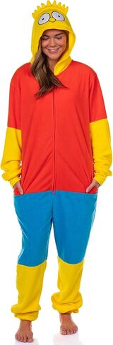 Mad Engine The Simpsons Costume Hooded Union Suit - Men's Simpson One Piece Character Costume Fleece Pajama Footless Sleeper in Kuwait
