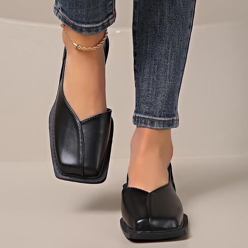 Women's Fashion Pumps - Square Toe, Chunky Heel, All-Season Comfort Shoes, Everyday Stylish Wear in Saudi Arabia