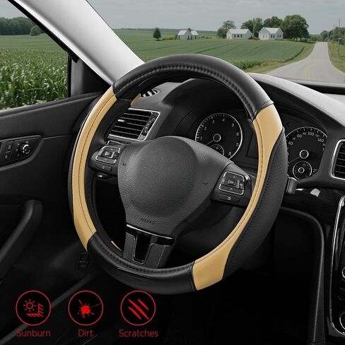 Rubbermaid Steering Wheel Cover – Universal Fit 14.5"–15" Steering Wheel Cover, Anti-Slip Grip, Breathable Leather, All-Season Protection, Interior Upgrade for Cars, Trucks, SUVs - Black in Saudi Arabia