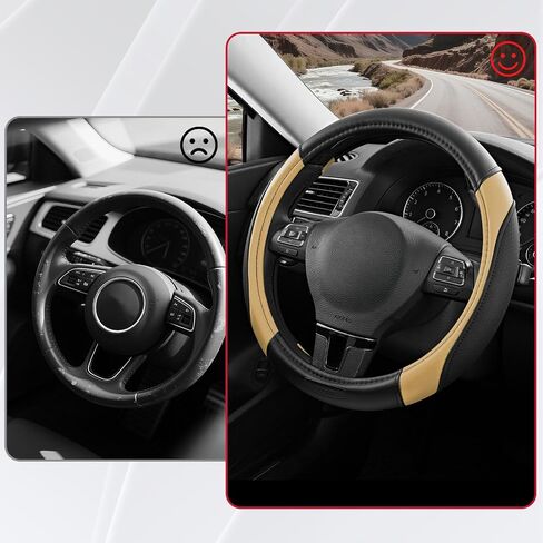 Rubbermaid Steering Wheel Cover – Universal Fit 14.5"–15" Steering Wheel Cover, Anti-Slip Grip, Breathable Leather, All-Season Protection, Interior Upgrade for Cars, Trucks, SUVs - Black in Saudi Arabia