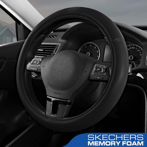 Skechers Memory Foam Steering Wheel Cover,Grade Protein Leather Steering Wheel Cover,Universal Anti-Slip Fit 14" 1/2-15" Car Wheel Cover for Men Women Fit Suvs,Vans,Sedans,Car,Trucks,Black in Saudi Arabia