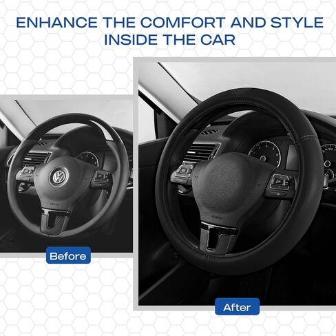 Skechers Memory Foam Steering Wheel Cover,Grade Protein Leather Steering Wheel Cover,Universal Anti-Slip Fit 14" 1/2-15" Car Wheel Cover for Men Women Fit Suvs,Vans,Sedans,Car,Trucks,Black in Saudi Arabia