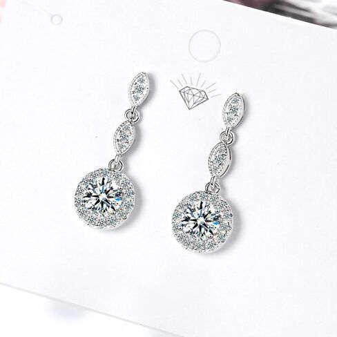14K Gold Long Dangle Earrings with Round Moissanite, Roound Cut Moissanite Dangle Earrings, Ideal for Stylish Everyday Wear in Saudi Arabia