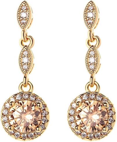 14K Gold Long Dangle Earrings with Round Moissanite, Roound Cut Moissanite Dangle Earrings, Ideal for Stylish Everyday Wear in Saudi Arabia
