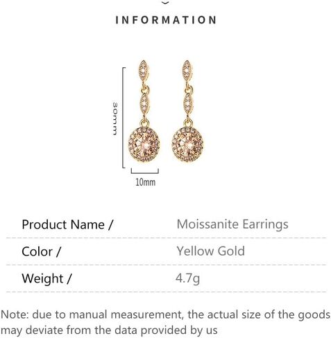14K Gold Long Dangle Earrings with Round Moissanite, Roound Cut Moissanite Dangle Earrings, Ideal for Stylish Everyday Wear in Saudi Arabia