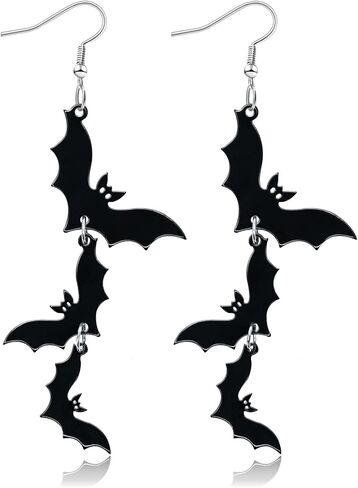 Acrylic Halloween Earrings Black Skull Bat Drop Dangle Earrings for Women Fun Cute Spooky Halloween Holiday Costume Jewelry in Kuwait
