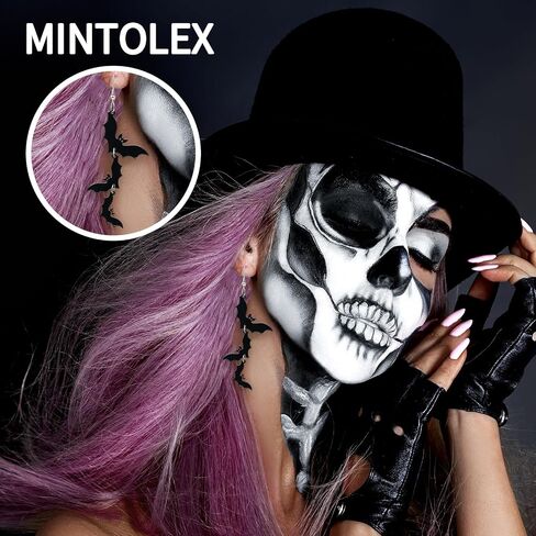 Acrylic Halloween Earrings Black Skull Bat Drop Dangle Earrings for Women Fun Cute Spooky Halloween Holiday Costume Jewelry in Kuwait