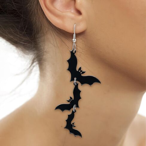 Acrylic Halloween Earrings Black Skull Bat Drop Dangle Earrings for Women Fun Cute Spooky Halloween Holiday Costume Jewelry in Kuwait