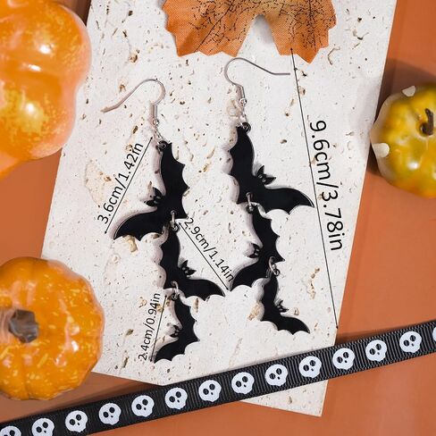 Acrylic Halloween Earrings Black Skull Bat Drop Dangle Earrings for Women Fun Cute Spooky Halloween Holiday Costume Jewelry in Kuwait