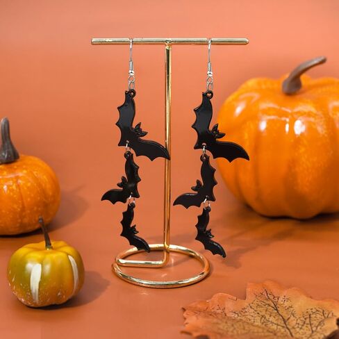 Acrylic Halloween Earrings Black Skull Bat Drop Dangle Earrings for Women Fun Cute Spooky Halloween Holiday Costume Jewelry in Kuwait