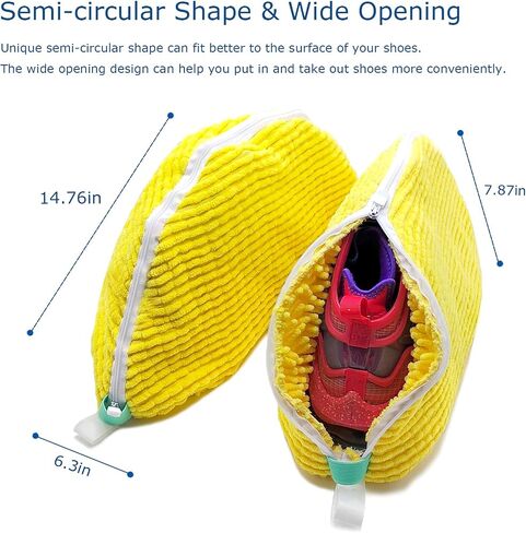 2 Pack Shoe Washing Bag for Washing Machine, Laundry Shoe Bag for Washer and Dryer, Shoe Cleaning Bag for Sneaker Tennis Shoes Include 2 Pairs of Adjustable Shoe Trees (Blue 2Pcs) in Saudi Arabia