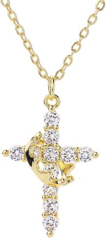 Crown Cross Necklace for Women-Exquisite Christian Necklace-cross necklace for women-Symbol of Devotion, Ideal Faith-Inspired Jewelry Gift for Every Occasion in Kuwait
