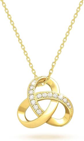 قلادة ذهبية 14K للنساء ، حب قلادة ماس متشابكة من Love Knot Infinity ، سلسلة قابلة للتعديل 18in + 2in ، مع قفل جراد البحر ، هدية مجوهرات عصرية in Saudi Arabia