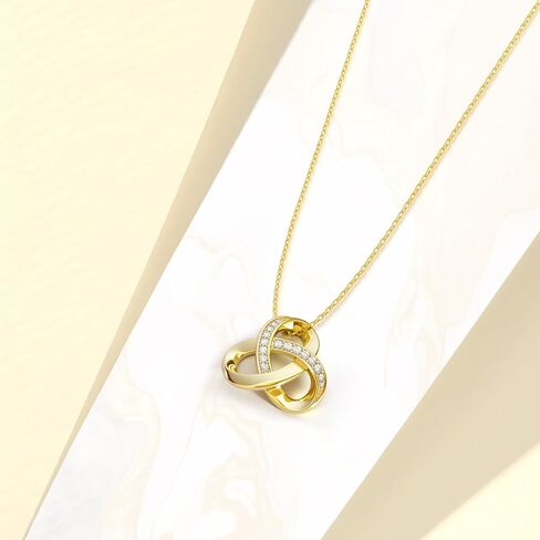 قلادة ذهبية 14K للنساء ، حب قلادة ماس متشابكة من Love Knot Infinity ، سلسلة قابلة للتعديل 18in + 2in ، مع قفل جراد البحر ، هدية مجوهرات عصرية in Saudi Arabia