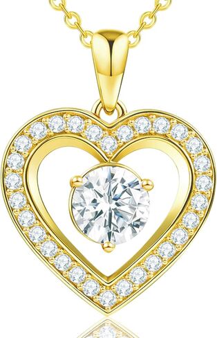 Full Moissanite Heart Necklace - No CZ! 2ct Vibrant Birthstone & 30 White Gems | 12 Month Gifts for Wife, Mom, Her | Anniversary, Valentine's Day, Mother's Day Jewelry in Saudi Arabia