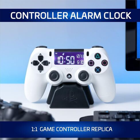 Paladone PlayStation Digital Alarm USB Reverse LCD with Backlight, White PS5 Controller Design, Use D Pad & Buttons to Control & Set Clock, Gamer Decor, PlayStation 5 Gaming Desk Accessories in Saudi Arabia