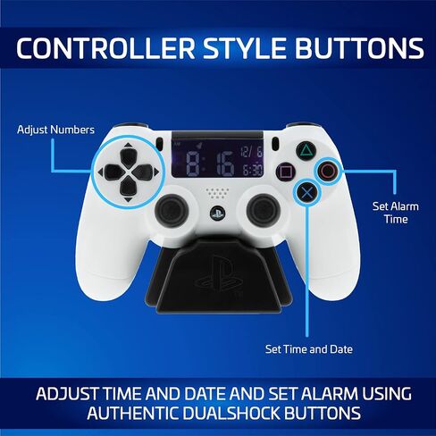 Paladone PlayStation Digital Alarm USB Reverse LCD with Backlight, White PS5 Controller Design, Use D Pad & Buttons to Control & Set Clock, Gamer Decor, PlayStation 5 Gaming Desk Accessories in Saudi Arabia