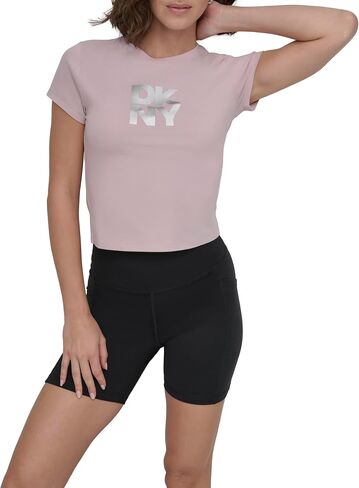 DKNY womens Foil Logo Short Sleeve Baby Tee in Saudi Arabia
