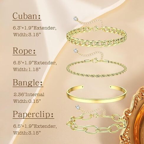 16k Chunky Gold Bracelets for Women Trendy Womens Gold Bracelet Stack Layered Chunky Chain Bracelets Waterproof Link Cuff Herringbone Bracelet Fashion Accessories Gifts for Women in Saudi Arabia