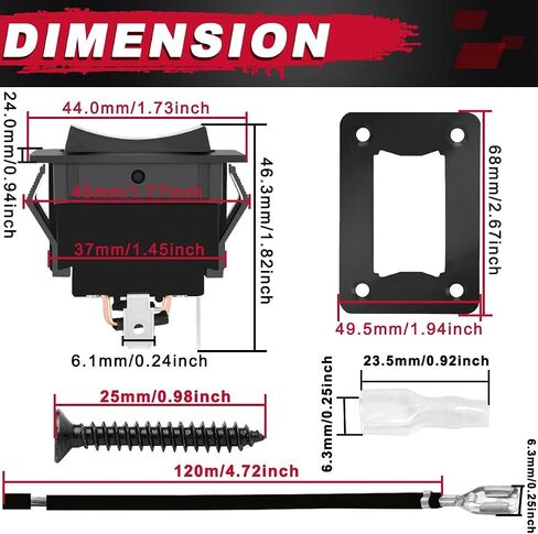 UP Down Momentary Reverse Polarity Switch DC 12V-24V 20A / AC 250V 15A DPDT RV Power Jack Switch 4Pin for 5th Wheel Tongue Trailer Stabilizer, with Panel Screw Terminal Wires Sheath in Saudi Arabia