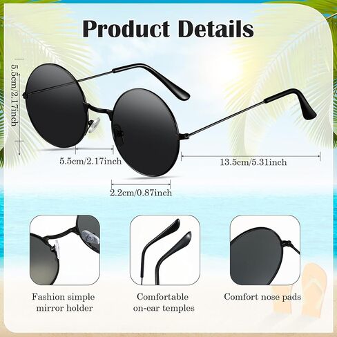 Kanayu 24 زوج Hippie Sunglasses Vintage 70s Circle نظارات شمسية للنساء الرجال الهبي حفلة الزخارف الرجعية جولة الشمس in Saudi Arabia
