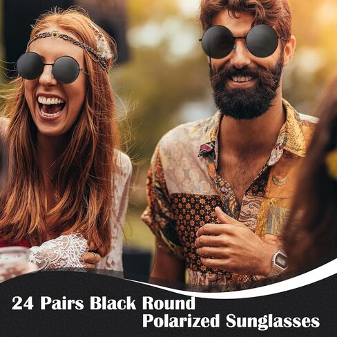 Kanayu 24 زوج Hippie Sunglasses Vintage 70s Circle نظارات شمسية للنساء الرجال الهبي حفلة الزخارف الرجعية جولة الشمس in Saudi Arabia