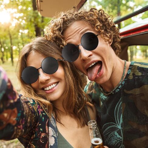 Kanayu 24 زوج Hippie Sunglasses Vintage 70s Circle نظارات شمسية للنساء الرجال الهبي حفلة الزخارف الرجعية جولة الشمس in Saudi Arabia