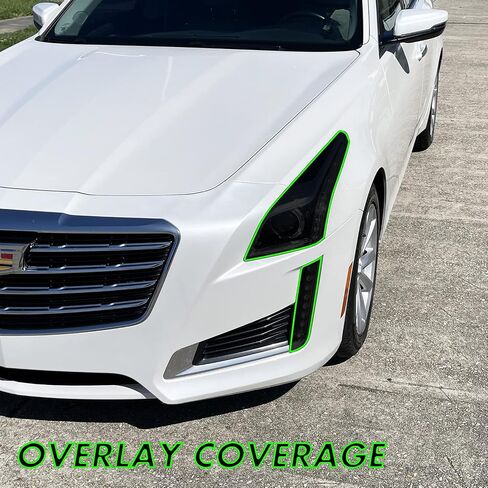 SlickMod PreCut Vinyl Smoke Tint for 2014-2019 Cadillac CTS Sedan Headlight & DRL (1. Headlight & DRL, 20 Dark Smoke) in Saudi Arabia