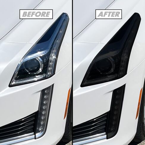 SlickMod PreCut Vinyl Smoke Tint for 2014-2019 Cadillac CTS Sedan Headlight & DRL (1. Headlight & DRL, 20 Dark Smoke) in Saudi Arabia