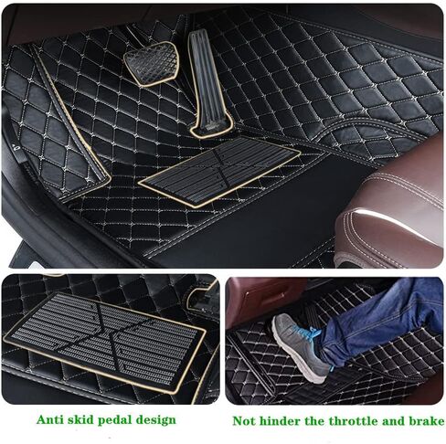 Custom Personalized Floor Mats for Cars - Luxury Full Coverage All Weather Mats, Anti-Slip Leather Mat Set, Fit for 99% of Cars, SUVs & Trucks (Black, A-Diamond) in Saudi Arabia