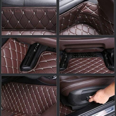 Custom Personalized Floor Mats for Cars - Luxury Full Coverage All Weather Mats, Anti-Slip Leather Mat Set, Fit for 99% of Cars, SUVs & Trucks (Black, A-Diamond) in Saudi Arabia