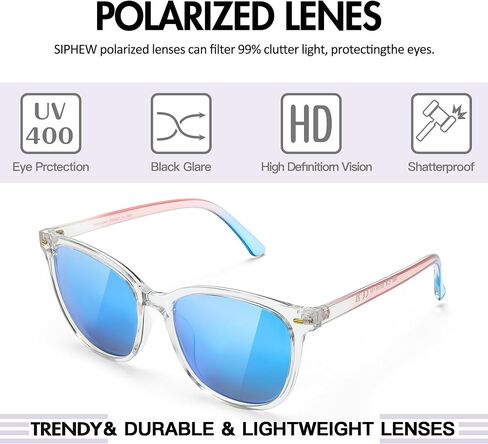 SIPHEW Mirrored Polarized Sunglasses for Women - Designer Oversized Square Beach Eyewear w UV400 Protection in Kuwait