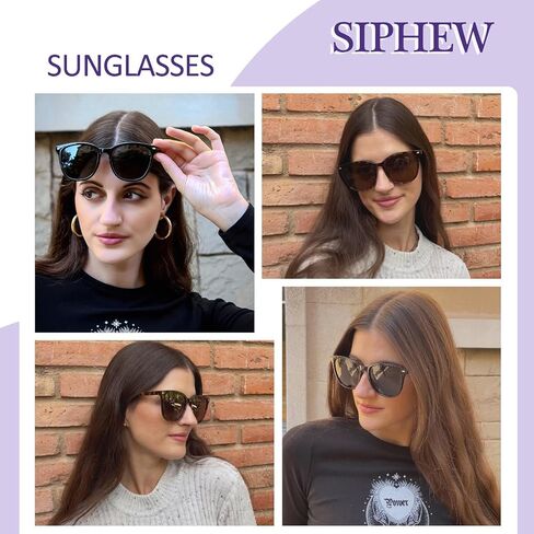 SIPHEW Mirrored Polarized Sunglasses for Women - Designer Oversized Square Beach Eyewear w UV400 Protection in Kuwait