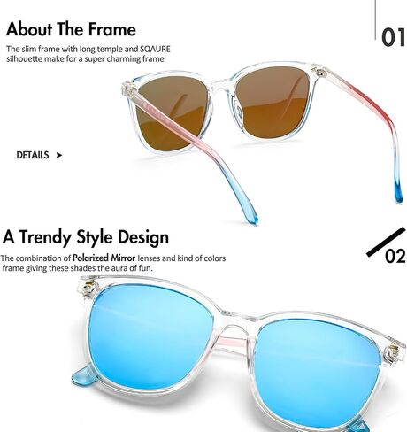 SIPHEW Mirrored Polarized Sunglasses for Women - Designer Oversized Square Beach Eyewear w UV400 Protection in Kuwait