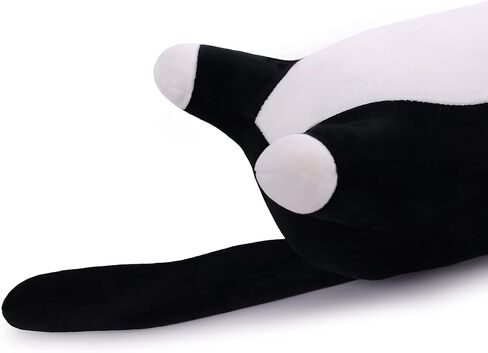 Long Plush Cat Toy Pillow محشو بالحيوانات Cat Kids Plush Plush Toy Pillow للأطفال والبنات لعبة Toy Doll (Black & White ، 50 سم/19.7 بوصة) in Kuwait