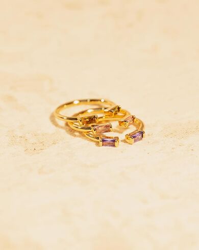 TLY Gold Birthstone Rings for Women Non Tarnish 14K Gold Plated Stackable Rings Dainty CZ Adjustable Gemstone Emerald Green Stacking Open Thumb Ring Wedding Promise Rings Birthday Jewelry Gifts in Kuwait