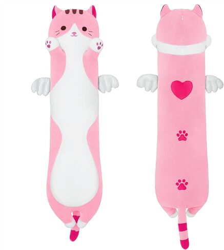 Long Plush Cat Toy Pillow محشو بالحيوانات Cat Kids Plush Plush Toy Pillow للأطفال والبنات لعبة Toy Doll (Black & White ، 50 سم/19.7 بوصة) in Kuwait