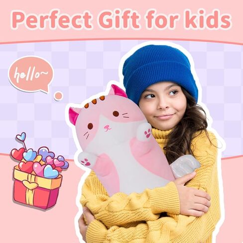 Long Plush Cat Toy Pillow محشو بالحيوانات Cat Kids Plush Plush Toy Pillow للأطفال والبنات لعبة Toy Doll (Black & White ، 50 سم/19.7 بوصة) in Kuwait