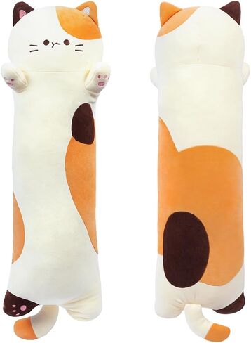 Long Plush Cat Toy Pillow محشو بالحيوانات Cat Kids Plush Plush Toy Pillow للأطفال والبنات لعبة Toy Doll (Black & White ، 50 سم/19.7 بوصة) in Kuwait