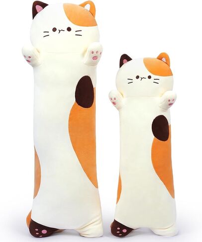 Long Plush Cat Toy Pillow محشو بالحيوانات Cat Kids Plush Plush Toy Pillow للأطفال والبنات لعبة Toy Doll (Black & White ، 50 سم/19.7 بوصة) in Kuwait